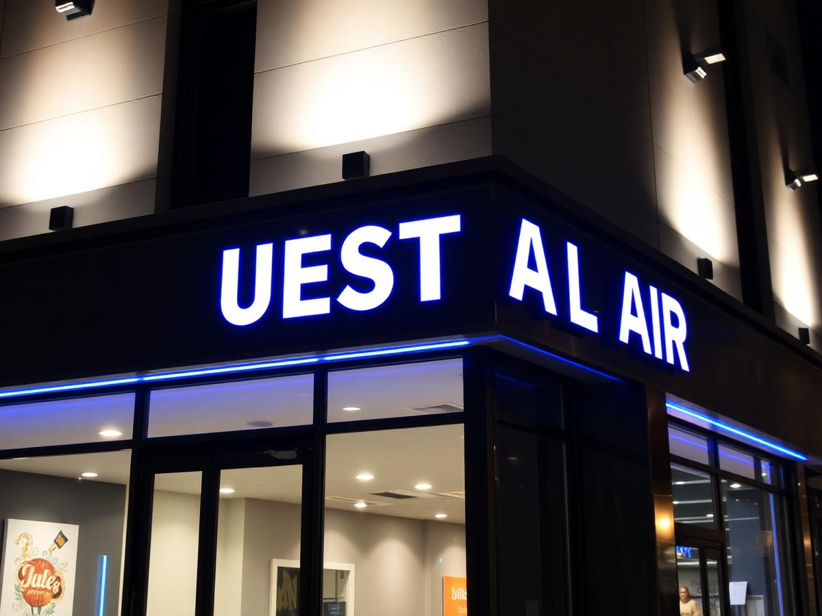 Fachada com letras caixa iluminadas